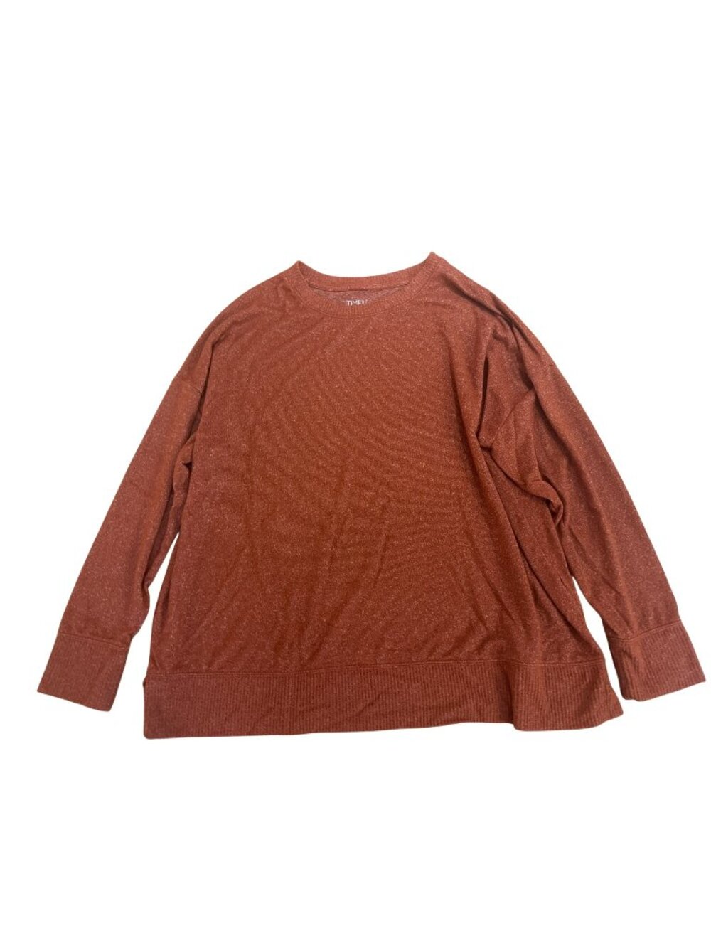 Time And Tru Womens Top Sweater XXL Rust Long-Sleeve Ribbed Hem Pullover Fall